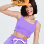 Violetinė moteriška palaidinė be rankovių