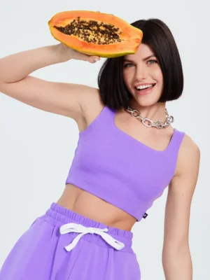 Violetinė moteriška palaidinė be rankovių
