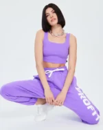 Violetinė moteriška palaidinė be rankovių